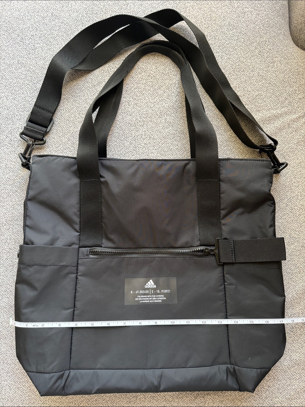 adidas Black Nylon Messenger Tote with Adjustable Strap